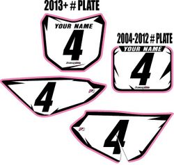 2004-2026 Honda CRF50 White Pre-Printed Backgrounds - Pink Pro Shock by FactoryRide 2004-2026 Honda CRF50 White Pre-Printed Backgrounds - Pink Pro Shock by FactoryRide