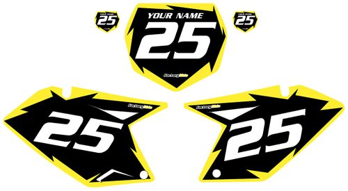 2007-2009 Suzuki RMZ250 Pre-Printed Backgrounds Black - Yellow Shock Series by FactoryRide