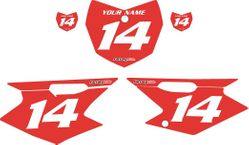 2008-2026 Kawasaki KLX 140 Custom Pre-Printed Red Background - White Numbers by Factory Ride