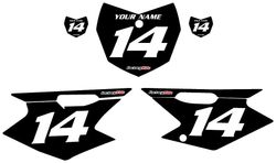 2008-2026 Kawasaki KLX140 Custom Black Pre-Printed Background - White Numbers by Factory Ride