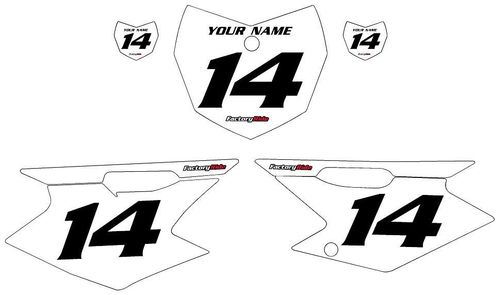 2008-2026 Kawasaki KLX140 Custom White Pre-Printed Background - Black Numbers by Factory Ride