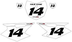 2008-2026 Kawasaki KLX140 Custom White Pre-Printed Background - Black Numbers by Factory Ride