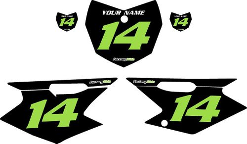 2008-2026 Kawasaki KLX140 Pre-Printed Backgrounds Black - Green Numbers by FactoryRide