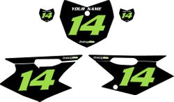 2008-2026 Kawasaki KLX140 Pre-Printed Backgrounds Black - Green Numbers by FactoryRide