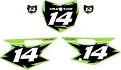 2008-2026 Kawasaki KLX140 Pre-Printed Backgrounds Black - Green Shock Series by FactoryRide
