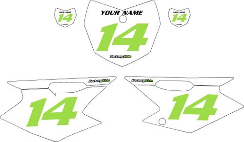 2008-2026 Kawasaki KLX140 Pre-Printed Backgrounds White - Green Numbers by FactoryRide
