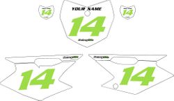 2008-2026 Kawasaki KLX140 Pre-Printed Backgrounds White - Green Numbers by FactoryRide