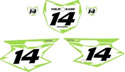 2008-2026 Kawasaki KLX140 Pre-Printed Backgrounds White - Green Shock Series by FactoryRide