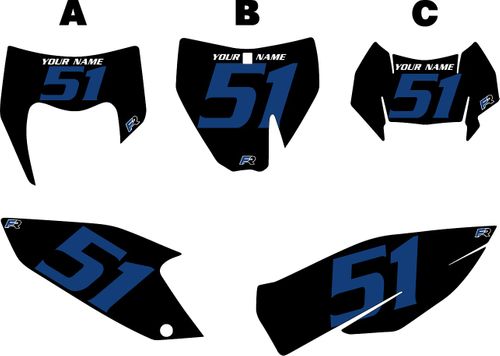 2014-2015 Husqvarna FE250 Black Pre-Printed Backgrounds - Blue Numbers by FactoryRide