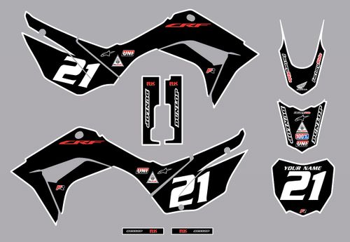 2019-2025 Honda CRF110 Bold Series Graphics Kit by Factory Ride (Black)