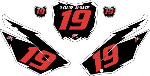 2019-2026 Honda CRF110 Black Pre-Printed Backgrounds - White Shock - Red Number by FactoryRide