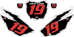2019-2026 Honda CRF110 Black Pre-Printed Backgrounds - White Shock - Red Number by FactoryRide