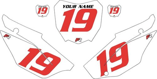 2019-2026 Honda CRF110 White Pre-Printed Backgrounds - Red Numbers by FactoryRide