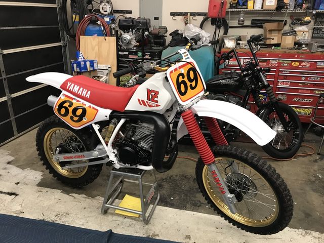 Customers 1987 YZ490 Vintage Yellow with Red Bold Pinstripe Decals
