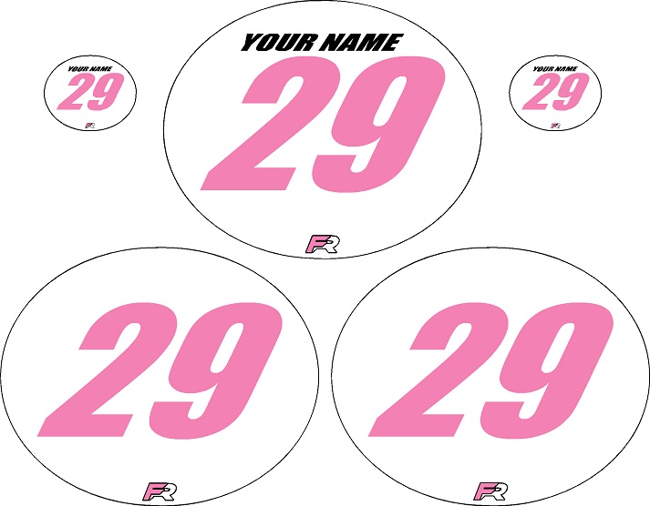 Factory Ride Vintage Oval Number Plates White Backgrounds / Pink