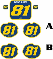 Fits Honda CR125 1981 Blue Pre-Printed Backgrounds - Yellow Bold Pinstripe by FactoryRide Fits Honda CR125 1981 Blue Pre-Printed Backgrounds - Yellow Bold Pinstripe by FactoryRide