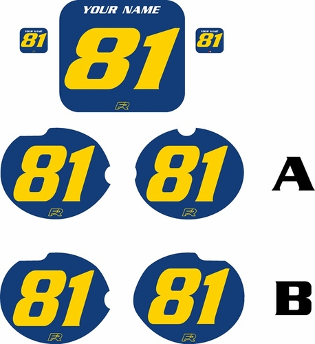Fits Honda CR125 1981 Blue Pre-Printed Backgrounds - Yellow Numbers by FactoryRide