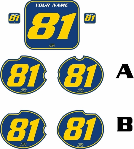 Fits Honda CR125 1981 Blue Pre-Printed Backgrounds - Yellow Pinstripe by FactoryRide