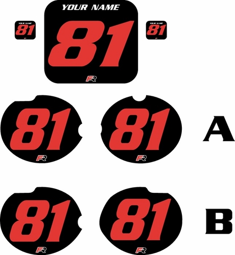 Fits Honda CR125 1981 Pre-Printed Backgrounds Black - Red Numbers by FactoryRide
