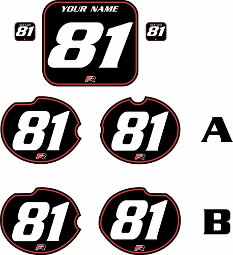 Fits Honda CR125 1981 Pre-Printed Backgrounds Black - Red Pinstripe by FactoryRide