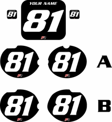 Fits Honda CR125 1981 Pre-Printed Backgrounds Black - White Numbers by FactoryRide Fits Honda CR125 1981 Pre-Printed Backgrounds Black - White Numbers by FactoryRide
