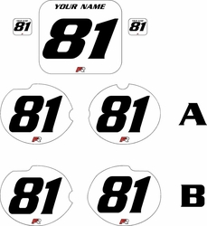 Fits Honda CR125 1981 Pre-Printed Backgrounds White - Black Numbers by FactoryRide Fits Honda CR125 1981 Pre-Printed Backgrounds White - Black Numbers by FactoryRide