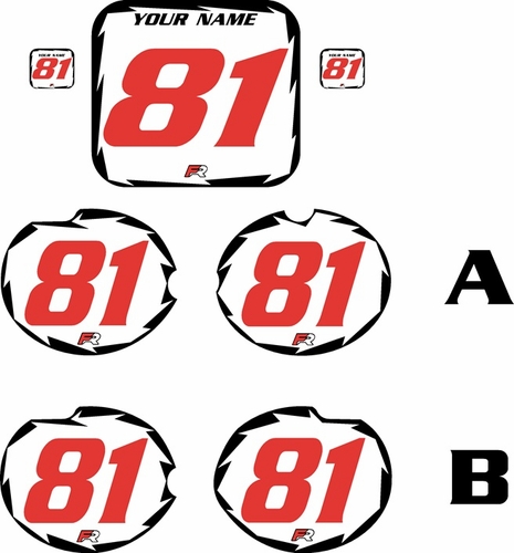 Fits Honda CR125 1981 Pre-Printed Backgrounds White - Black Shock - Red Numbers by FactoryRide