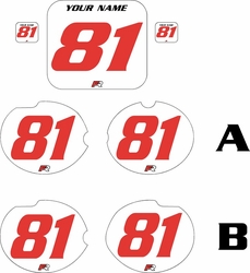 Fits Honda CR125 1981 Pre-Printed Backgrounds White - Red Numbers by FactoryRide Fits Honda CR125 1981 Pre-Printed Backgrounds White - Red Numbers by FactoryRide