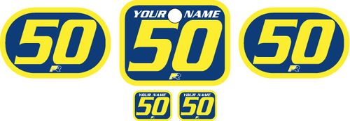 Fits Honda QR50 1983-2000 Pre-Printed Backgrounds Blue - Yellow Bold Pinstripe by FactoryRide