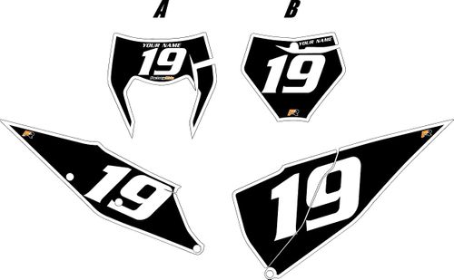 Fits KTM 125 SX 2019-2022 Black Pre-Printed Backgrounds - White Bold Pinstripe by FactoryRide