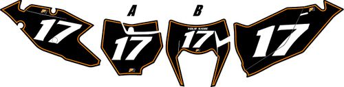 Fits KTM 250 EXC-F 2017-2019 Black Pre-Printed Backgrounds - Orange Pinstripe by Factory Ride