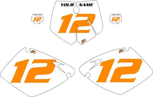 Fits KTM 250 SX 2001-2002 Pre-Printed Backgrounds White - Orange Numbers by FactoryRide