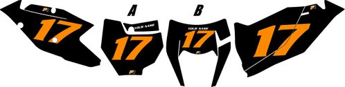 Fits KTM 350 EXC-F 2017-2019 Black Pre-Printed Backgrounds - Orange Numbers by FactoryRide
