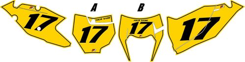 Fits KTM 350 EXC-F 2017-2019 Yellow Pre-Printed Backgrounds - Black Pinstripe by FactoryRide
