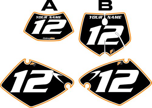 Fits KTM 400 EXC 2001-2002 Pre-Printed Backgrounds Black - Pro Orange Pinstripe by FactoryRide