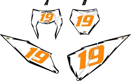 Fits KTM 450 SX-F 2018-2021 Factory Edition White Pre-Printed Backgrounds - Black Shock - Orange Numbers by FactoryRide