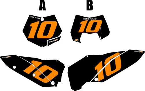 Fits KTM 450 XC-W 2011 Custom Pre-Printed Background Black - Orange Numbers by Factory Ride