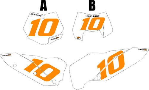 Fits KTM 450 XC-W 2011 Custom Pre-Printed Background White - Orange Numbers by Factory Ride