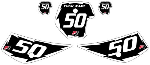 Fits KTM 50SX 1998-2001 Black Pre-Printed Backgrounds - White Shock Series by Factory Ride
