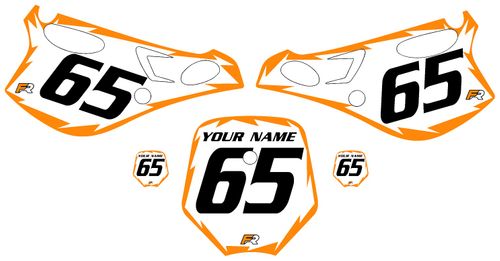 Fits KTM 65 SX 1998-2001 Custom Pre-Printed Background White - Orange Shock Series by Factory Ride