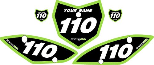 Kawasaki KLX 110/L 2010-2024 Custom Pre-Printed Background Black - Green Bold Pinstripe by Factory Ride