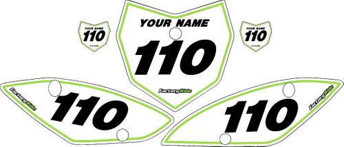 Kawasaki KLX 110/L 2010-2026 Custom Pre-Printed Background White - Green Pinstripe by Factory Ride