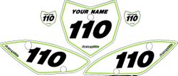 Kawasaki KLX 110/L 2010-2026 Custom Pre-Printed Background White - Green Pinstripe by Factory Ride