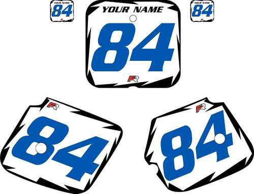 Suzuki RM125 1984-1985 Pre-Printed Backgrounds White - Black Shock - Blue Numbers by FactoryRide