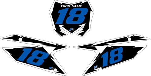 Suzuki RMZ250 2019-2023 Pre-Printed Backgrounds Black - White Shock - Blue Numbers by FactoryRide
