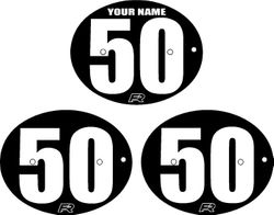 TB Parts Number Plate - Black with White Numbers Decal Set
