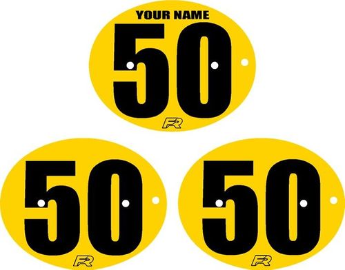 TB Parts Number Plate - Yellow with Black Numbers decal Set