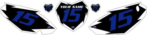 Yamaha TTR125 2008-2024 Black Pre-Printed Backgrounds - White Shock - Blue Number by FactoryRide