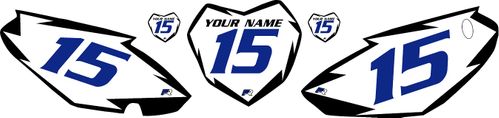 Yamaha TTR125 2008-2024 White Pre-Printed Backgrounds - Black Shock - Blue Number by FactoryRide