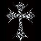 Silver-Blue Cross - Rhinestones